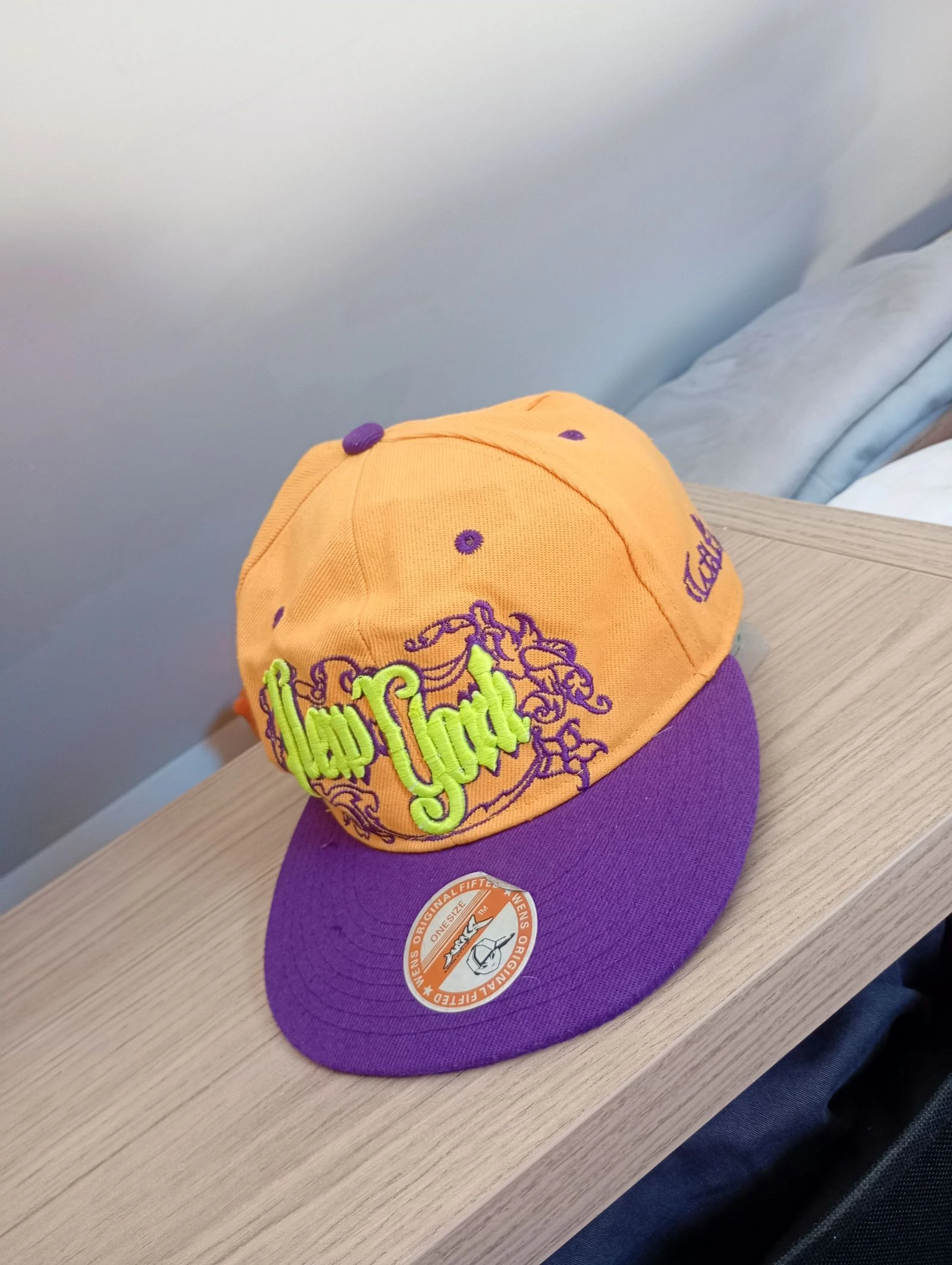 Vintage jaren 90 snapback pet verstelbaar oranje en paars – photo 6
